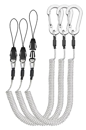 Lix&Rix Retractable Coiled Lanyards with Detachable Buckle | Quick Release Carabiner Clips - color: Silver -Transparent Lanyard