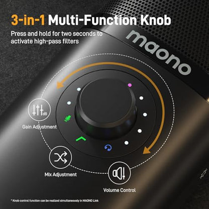 MAONO USB Studio Microphone for Streaming, Recording, Podcasting, Singing | PC Condenser Mic Kit with Shock Mount, Boom Arm, Software, Mute, Gain Knob, Volume Contro, PM450