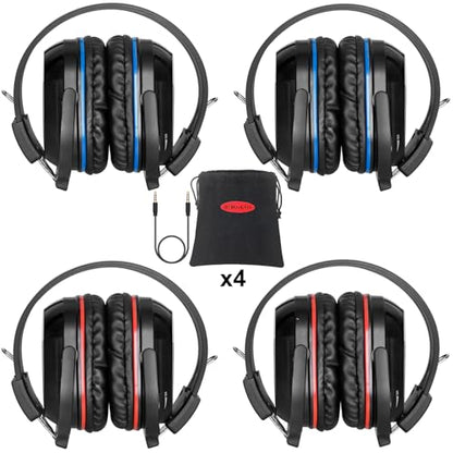 SIMOLIO 4 Pack IR Headphones for Car DVD, Wireless Car Headphone for Kids, Not Bluetooth, Dual Channel Universal Infrared Headphonefor uConnect VES, Dodge, Honda Odyssey, Town and Country, GMC Yukon