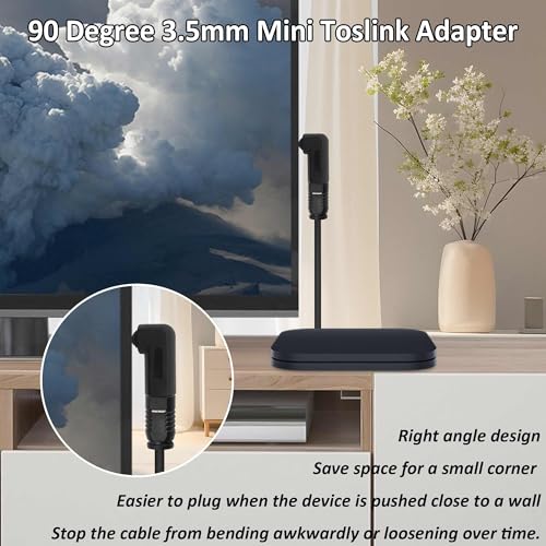 3.5mm Mini Toslink Adapter Digital Fiber Optical Audio Connector | Digital Fiber Optical Female to 90 Degree 3.5mm Jack Right Angle Male,for TV Sound Bar Home Theater,4pcs