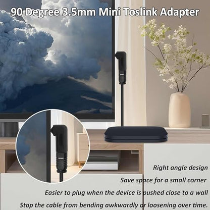 3.5mm Mini Toslink Adapter Digital Fiber Optical Audio Connector | Digital Fiber Optical Female to 90 Degree 3.5mm Jack Right Angle Male,for TV Sound Bar Home Theater,4pcs