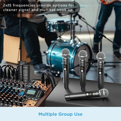 Bietrun UHF Wireless Microphone with 1/4'' Plug Rechargeable Receiver - color: Battery Microphone-WXM31-2