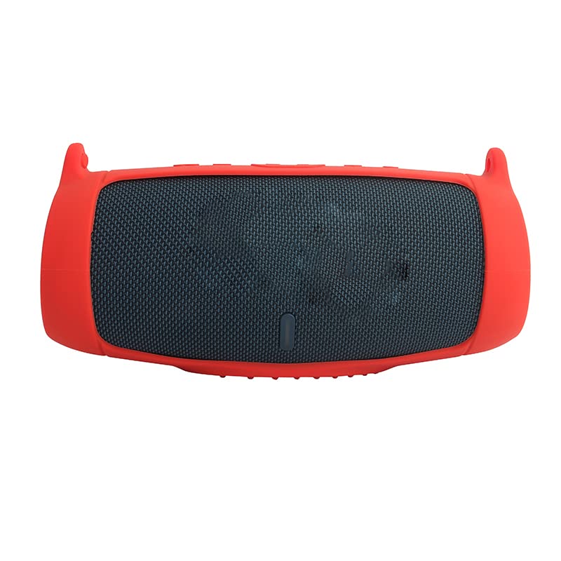 JB charge 5 Bluetooth Speaker Silicone protecitve Case protable, JB charge 5 Travel Carrying Case with Shoulder Strap and Carabiner (Red) - color: Red