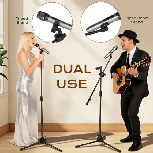 Bullfighter Mic Stand Floor Universal Adjustable Tripod Microphone Stand,Dual-Use Mic Boom Stands,Stable On Stage Mic Stand for Singing,Live Streaming,Karaoke,Events & Studio Church Metting