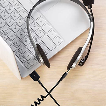 YACSEJAO USB to 3.5mm Audio Jack Coiled Cable, Male AUX to USB 2.0 Adapter Cord for MP3 Players, Headphones