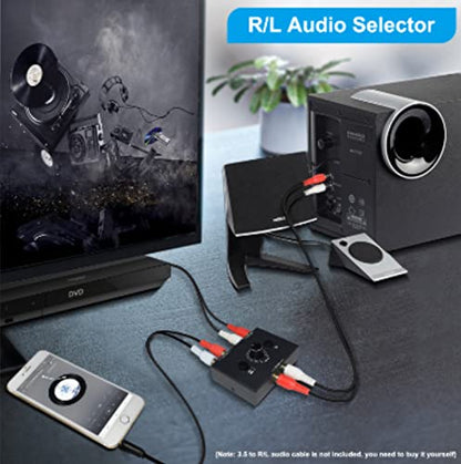 Bi-Directional 2-Way RCA Stereo Audio Switch Dignsun Audio Signal Source Switcher Selector Splitter Box for CD, DVD, Blu-ray Players, Active Speakers, etc. (2 Input-1 Output /1 Input-2 Output) - color: 2-Way