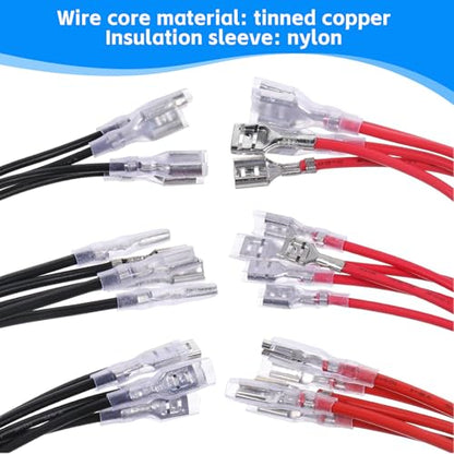 30Pcs Speaker Connectors, 2.8mm, 4.8mm, 6.3mm, Quick Splice | Female Wire with Insulating Sleeves, Crimp Terminal Assortment