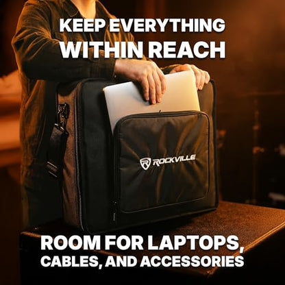 Rockville MBP2220 Pro Mixer Bag, 22"x20", Rugged Design, Padded Dividers, Water-Resistant, Comfort Straps, Perfect for Mixers, DJ Equipment