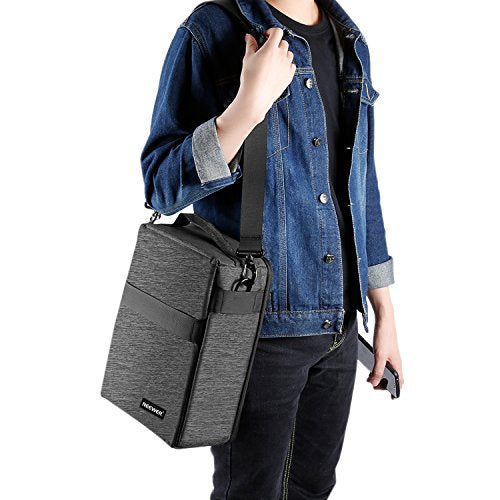 Neewer NW140S Waterproof Camera and Lens Storage Carrying Case 8.7x5.9x12.6 inches Soft Padded Bag for Canon Nikon Sony DSLR, 4 Lens or Flash, Trigger, Battery Accessories(Grey) | 8.7"x5.9"x12.6", Soft Padded Bag, Compatible with Canon Nikon Sony DSLR, 4