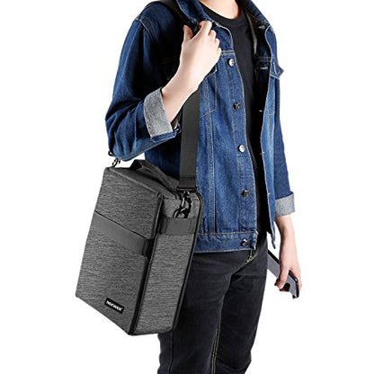 Neewer NW140S Waterproof Camera and Lens Storage Carrying Case 8.7x5.9x12.6 inches Soft Padded Bag for Canon Nikon Sony DSLR, 4 Lens or Flash, Trigger, Battery Accessories(Grey) | 8.7"x5.9"x12.6", Soft Padded Bag, Compatible with Canon Nikon Sony DSLR, 4