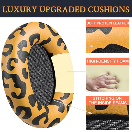 SOULWIT Professional Earpads Cushions Replacement for Sony WH-1000XM3 (WH1000XM3) Over-Ear Headphones, Ear Pads with Softer Protein Leather, Noise Isolation Memory Foam, Added Thickness(Tiger Stripes) - color: Tiger Stripes