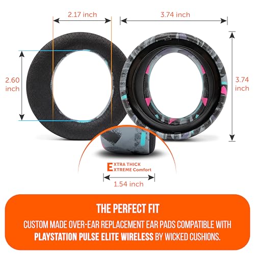 WC Freeze Pulse Elite - Cooling Gel Earpads for PS5 Pulse Elite | Made by Wicked Cushions | Thicker Cushion & Wider Opening | 90's Black - color: 90's Black