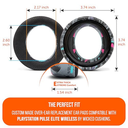WC Freeze Pulse Elite - Cooling Gel Earpads for PS5 Pulse Elite | Made by Wicked Cushions | Thicker Cushion & Wider Opening | 90's Black - color: 90's Black