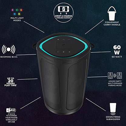 Altec Lansing Soundbucket XL - Waterproof Bluetooth Speaker with Customizable LED Lights, Qi Wireless Charging, 20 Hours Playtime & 100 Foot Range - style: Soundbucket XL