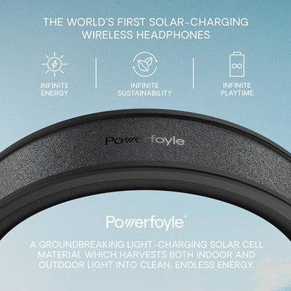 Urbanista Solar Powered Active Noise Cancelling Headphones with Infinite Playtime, Powerfoyle Self Charging Wireless Over Ear Bluetooth 5.0 Earphones, On Ear Detection, Los Angeles, Midnight Black