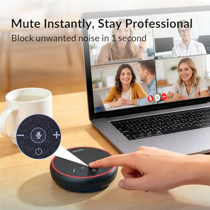 FreeChat Conference Speakerphone, 3 AI Mics 360 Voice Pickup | Smart Noise Cancelling, Portable Speaker for Video Calls, Home Office & Small Team Meetings - color: FreeChat 101(3 Mics)