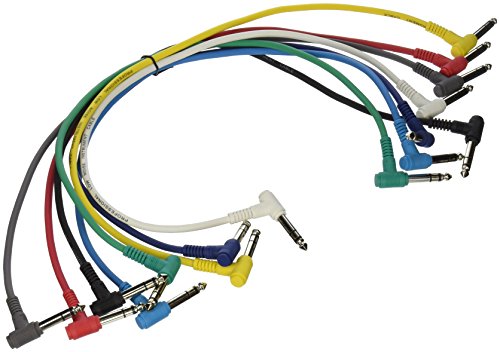 OnStage On-Stage Hot Wires Right Angle 1/4" TRS Patch Cables, 17" (8 Pack)