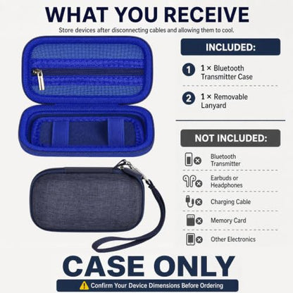 COMECASE Bluetooth Transmitter Case for AirFly SE/Pro 2/Pro/Duo | Hard EVA, Deep Mesh Pocket, Dual Elastic Straps, Fits for Avantree Relay, for 1Mii, Airplane Travel Tech,Case Only, Dark Blue - color: Blue