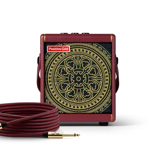 Positive Grid Spark MINI Vai 10W Portable Smart Amp, Designed by Steve Vai | Exclusive Mandala grille, burgundy tolex, burgundy weave cable & 4 custom Steve Vai presets. 100k+ tones, smart app. - color: Vai Burgundy