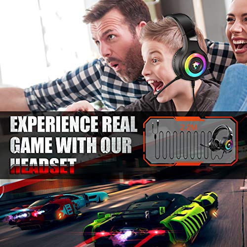 Odaban Gaming Headset Xbox One Headset with Stereo Surround Sound,PS4 Gaming Headset with Mic & LED Light Noise Cancelling Over Ear Headphones Compatible with PC, PS4,PS5, Xbox One,Mac