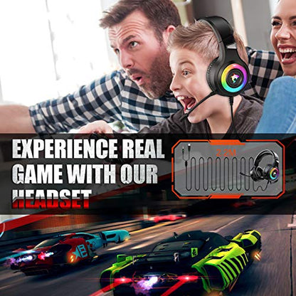 Odaban Gaming Headset Xbox One Headset with Stereo Surround Sound,PS4 Gaming Headset with Mic & LED Light Noise Cancelling Over Ear Headphones Compatible with PC, PS4,PS5, Xbox One,Mac