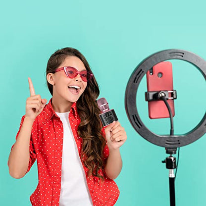 Wireless Bluetooth Karaoke Microphone with Built-in Speakers + HD Recording, Portable Handheld Mic | Rose Gold - style: Rose Gold