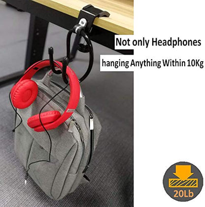 Clamp-On Headphone Stand Headset Holder Gaming Headset Hook Hanger, with Adjustable & Rotating Arm Clamp - Horizontal or Vertical Installation - for All Headphones