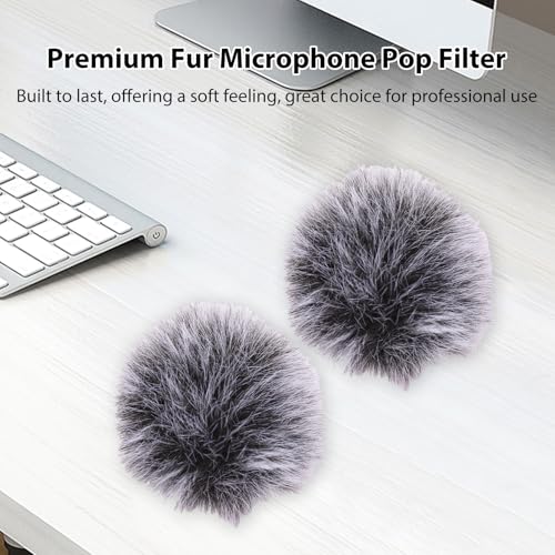 2PCS Microphone Furry Windscreen Muff Fit for Rode Wireless Go II Wind Muff Windscreen, Handheld Microphone Windscreen Reducing Wind Ambient Noise (Gray)