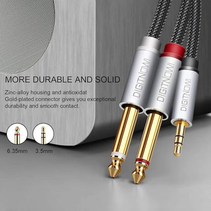 DIGITNOW 3.5mm 1/8" TRS to Dual 6.35mm 1/4" TS Mono Stereo Y-Cable Splitter Cord for Smartphone, Computer, CD Player, Speakers and Home Systems Amplifier, 3.3Ft - size: 3.3ft