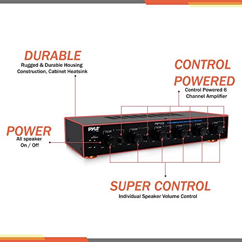 Pyle Premium New and Improved 6 Zone Channel Speaker Switch Selector Volume Control Switch Box Hub Distribution Box for Multi-Channel High Powered Amplifier Control 6 Pairs of Speakers - PSPVC6