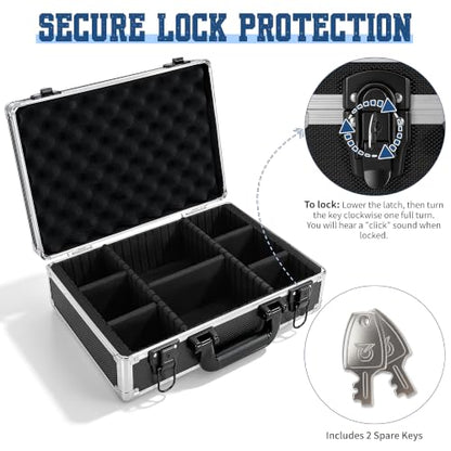 Aluminum Storage Case with Adjustable Dividers, Multi-Function Lockable Storage Carrying Case for Graded Card, Barber Tools, Makeup Tools, etc (Medium) ﻿ - size: L 14'' X W 10' X H 5''