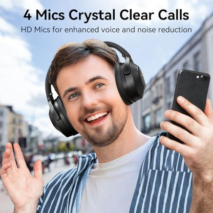 EarFun Wave Life Hybrid Active Noise Cancelling Headphones, Bluetooth 5.4 | Wireless Over Ear Headphones, 4 Mics AI Clear Call, Deep Bass, 60H Playtime, Comfortable Fit, Custom EQ Multipoint Connection