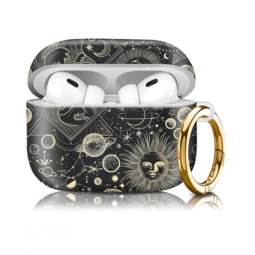 Compatiable for AirPod Pro 2nd/1st Generation Case,Lightweight & Durable Resistant Hard Case with Keychain,Stylish Design AirPod Case Cover for Women(Black Universe) - color: Black Universe