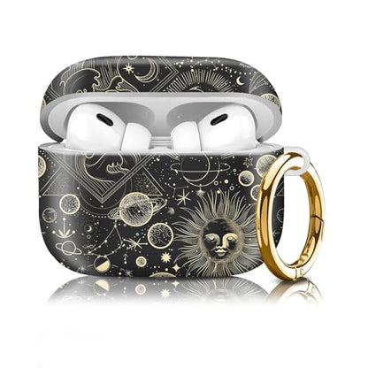 Compatiable for AirPod Pro 2nd/1st Generation Case,Lightweight & Durable Resistant Hard Case with Keychain,Stylish Design AirPod Case Cover for Women(Black Universe) - color: Black Universe