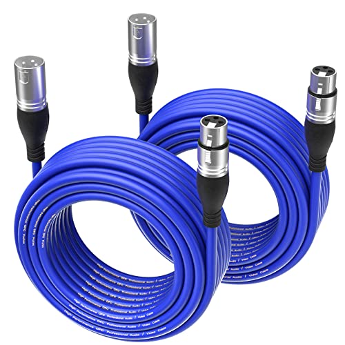 EBXYA XLR Cable 50ft 2 Packs Microphone Cable with 3-Pin XLR Male to Female - color: Blue, size: 50 Feet-2 Pack