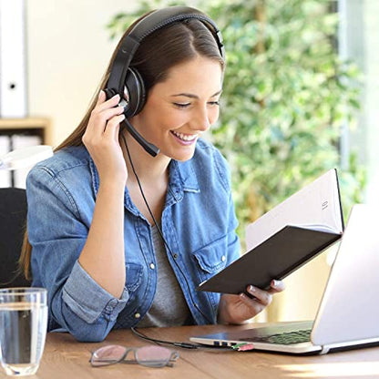 Mic + Audio Splitter for Computer 3.5mm Female to 2 Dual 3.5mm Male Y Splitter Cable Smartphone Headphone Headset to Computer PC (Black)