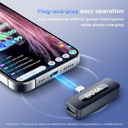 BOYA BY-V3 Combo Wireless Microphone for iPhone Android Smartphone,100M Los Range,36H Duration,Noise Cancellation,Plug&Play Lavalier Lapel Mics for Vlogging Interview 2-in-1 Charging Case(2TX+2RX) - style: BY-V3 Combo(2TX+2RX+CC)