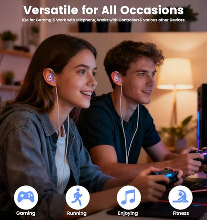 Wired Gaming Headphones IEM Earphones with 1DD，QKZ Ak6 SRS in Ear Monitor, HiFi Earbuds, Crystal Clear Hi-Res Sound with Microphone&New 11mm Dynamic Driver for Gaming,Video Musicians, Singers - color: Purple