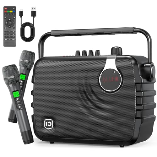 SHIDU 150W Portable PA System Bluetooth Speaker with 2 Wireless Microphones | Voice Amplifier Karaoke Machine for Adults, Support Guitar/USB/TF/Aux Input, Professional Speaker for Teaching Events Party