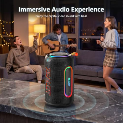 ZEALOT Portable Speaker with Powerful Bass, 80W(Peak) Outdoor Bluetooth Speaker, IPX6 Waterproof, Wireless Stereo Sound, USB/TF/AUX, 8000mAH Battery for Party, Camping, Beach