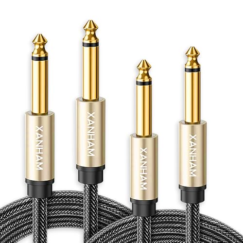 2-Pack 1/4 Inch TS Instrument Cable 6.6 Feet /2M Electric Guitar Cables Quarter Inch Mono Jack Cord for Electric Guitar, Mandolin, Bass AMP, Keyboard, Mixer, Equalizer - size: 6.6 Feet/2M