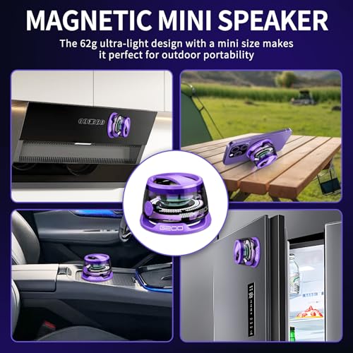 Magnetic Bluetooth Speaker - Portable Mini Speakers with RGB Light, Multifunctional G200 Speaker with 3D Surround Sound, 7H Playtime, Phone Stand for iPhone Android, Gifts for Teens, Purple - color: 1pc purple