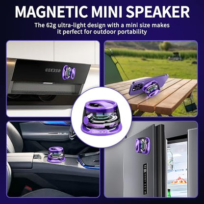 Magnetic Bluetooth Speaker - Portable Mini Speakers with RGB Light, Multifunctional G200 Speaker with 3D Surround Sound, 7H Playtime, Phone Stand for iPhone Android, Gifts for Teens, Purple - color: 1pc purple