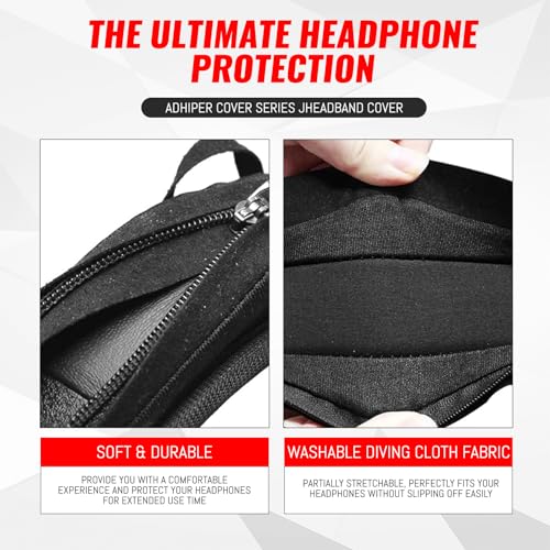 2 Pcs Headphone Headband Cover with Zipper Installation, Black