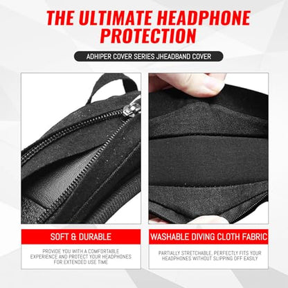 2 Pcs Headphone Headband Cover with Zipper Installation, Black