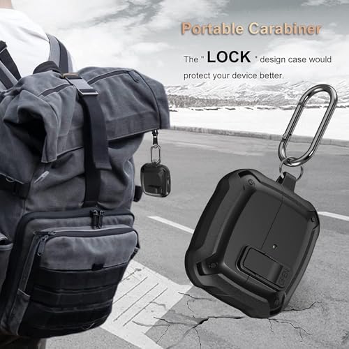 Galaxy Buds 3 Pro/3/3 FE Case Cover with Secure Lock Clip, Shockproof Samsung Galaxy Buds3/3 Pro 2024/3 FE 2025 Protective Hard Cover Shell with Carabiner&Cleaner kit for Men Women, Black - color: Black