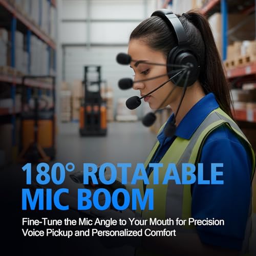 WODASEN Single Over The Ear Headset Noise Canceling Overhead Headphones with Boom Mic PTT for Hytera BD502 BD502i BD552i BD612i PD502 PD502i PD402i PD482i PD562i HYT TC-508 RCA RDR2500 Walkie Talkie