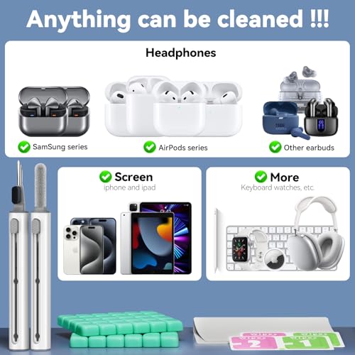 for AirPods Cleaning Kit with Cleaner Pen&Cleaning Putt-Green | 48 Pack Multifunction Deep Cleaner Tool Headphones for Airpods Pro 4 3 2 1 Generation Phone Charging Port,Earbuds - color: GREEN