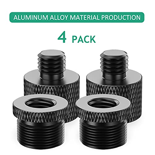 Mic Stand Adapter 5/8 Female to 3/8 Male & 3/8 Female to 5/8 Male Thread Screw Adapter for Microphone Stand Mic Mount Tripod Stand, 4 Pcs (Black) - color: 5/8&3/8