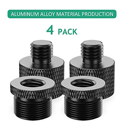 Mic Stand Adapter 5/8 Female to 3/8 Male & 3/8 Female to 5/8 Male Thread Screw Adapter for Microphone Stand Mic Mount Tripod Stand, 4 Pcs (Black) - color: 5/8&3/8
